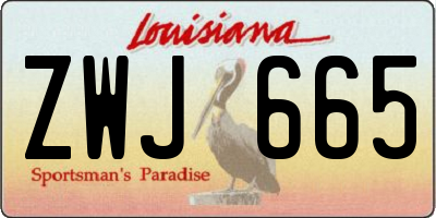 LA license plate ZWJ665