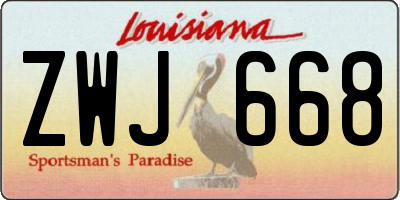 LA license plate ZWJ668