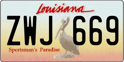 LA license plate ZWJ669