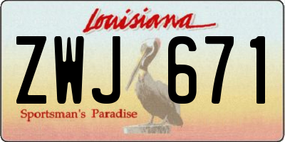 LA license plate ZWJ671