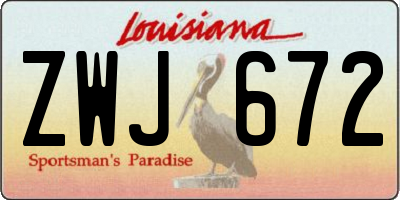 LA license plate ZWJ672