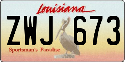 LA license plate ZWJ673