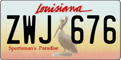 LA license plate ZWJ676