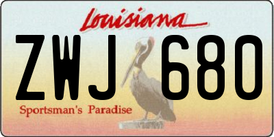 LA license plate ZWJ680