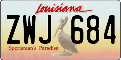 LA license plate ZWJ684