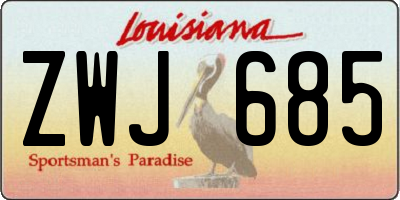 LA license plate ZWJ685