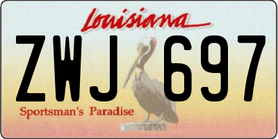 LA license plate ZWJ697