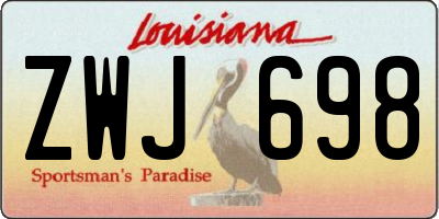 LA license plate ZWJ698