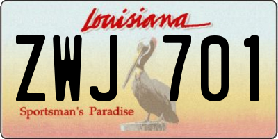 LA license plate ZWJ701