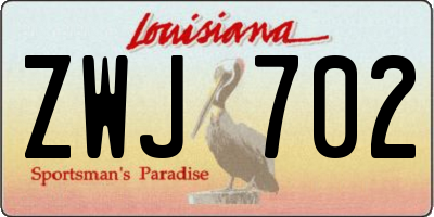 LA license plate ZWJ702