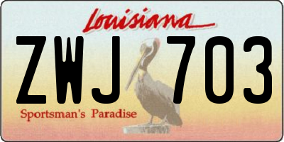 LA license plate ZWJ703