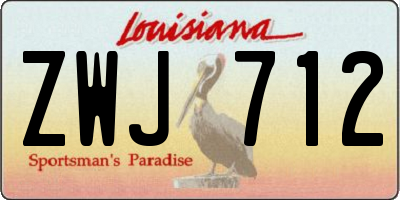 LA license plate ZWJ712