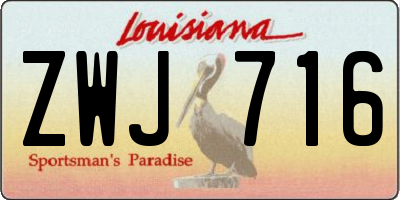 LA license plate ZWJ716