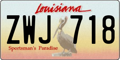 LA license plate ZWJ718