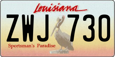 LA license plate ZWJ730