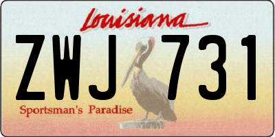 LA license plate ZWJ731
