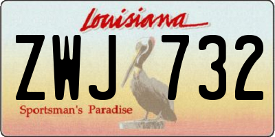 LA license plate ZWJ732