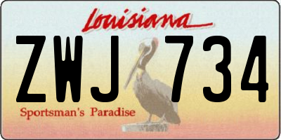 LA license plate ZWJ734