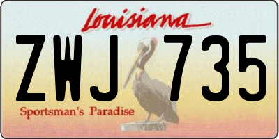 LA license plate ZWJ735