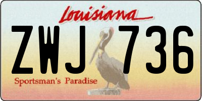 LA license plate ZWJ736