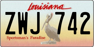 LA license plate ZWJ742