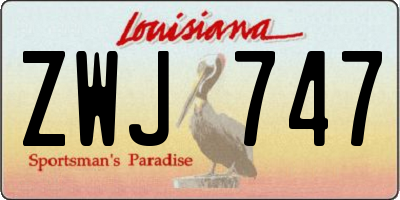 LA license plate ZWJ747