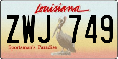 LA license plate ZWJ749