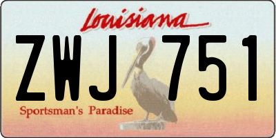 LA license plate ZWJ751