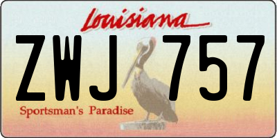 LA license plate ZWJ757