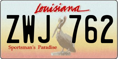 LA license plate ZWJ762