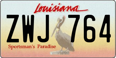 LA license plate ZWJ764