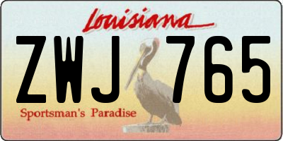 LA license plate ZWJ765