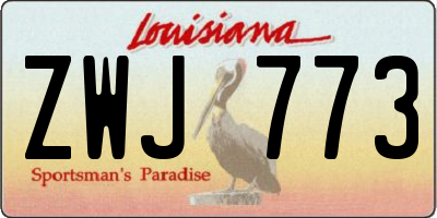 LA license plate ZWJ773