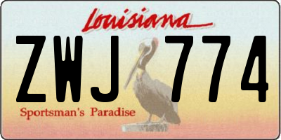 LA license plate ZWJ774