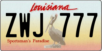 LA license plate ZWJ777