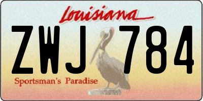 LA license plate ZWJ784