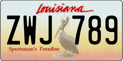 LA license plate ZWJ789