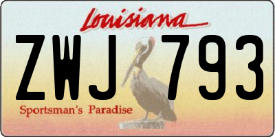 LA license plate ZWJ793