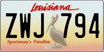LA license plate ZWJ794
