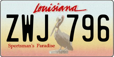 LA license plate ZWJ796