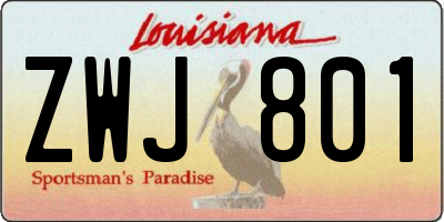 LA license plate ZWJ801
