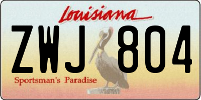 LA license plate ZWJ804