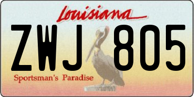 LA license plate ZWJ805