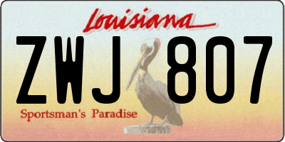 LA license plate ZWJ807