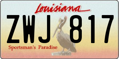 LA license plate ZWJ817