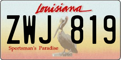 LA license plate ZWJ819