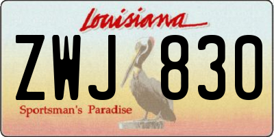 LA license plate ZWJ830