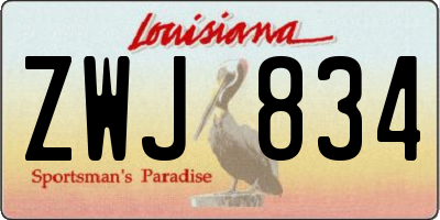 LA license plate ZWJ834