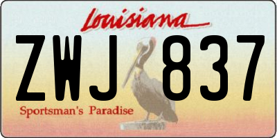 LA license plate ZWJ837