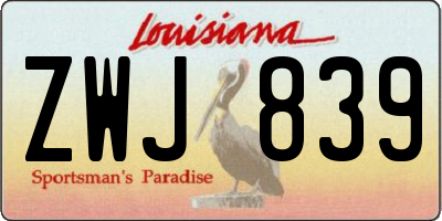 LA license plate ZWJ839